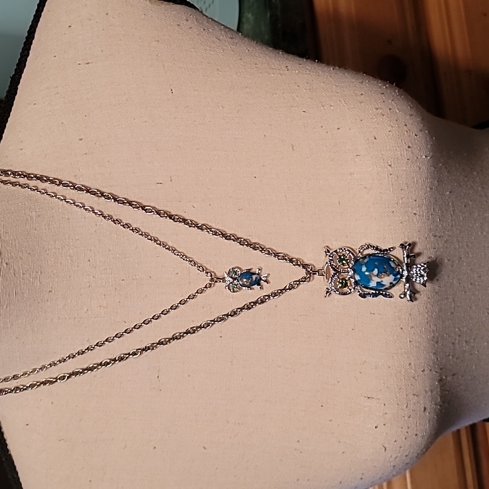 Hi Lo Owl Necklace, Two Necklaces In One